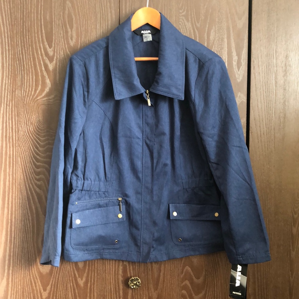 NWT ALIA SIZE 16P BLUE CASUAL LIGHTWEIGHT COMFY FULLZIP JACKET/BLAZER/COAT #558